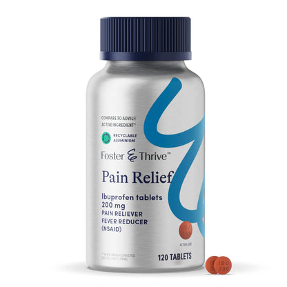Foster & Thrive Ibuprofen 200mg Tablets for Joint, Knee, Arthritis, and Back Pain Relief, Fever Reducer, Alleviates Body Aches and Headaches, NSAID, 120 Coated Tablets Foster & ThriveBuy Supplements Australia