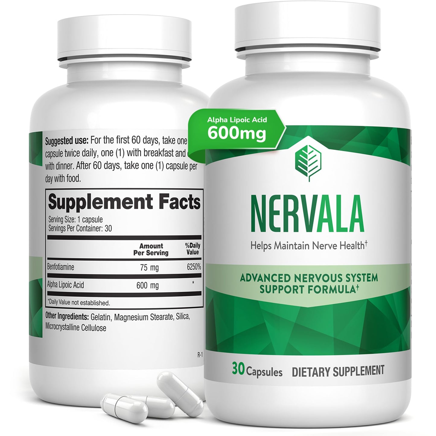 Nervala - Alpha Lipoic Acid 600mg - ALA Supplement Antioxidant for Nerve, Energy & Circulation Support- Extra Strength with Benfotiamine - Made in USA, Lab Tested - 30 Capsules, 1 Month Supply Barton NutritionBuy Supplements Australia