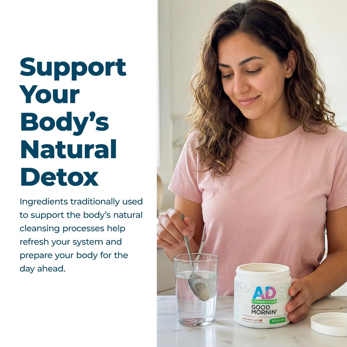 Project AD Life Good Morning Detox and Performance Drink, Naturally Flavored and Formulated with L-GLutamine, Apple Cider Vinegar, and Aloe Vera (24 Servings, Summer Fruits)