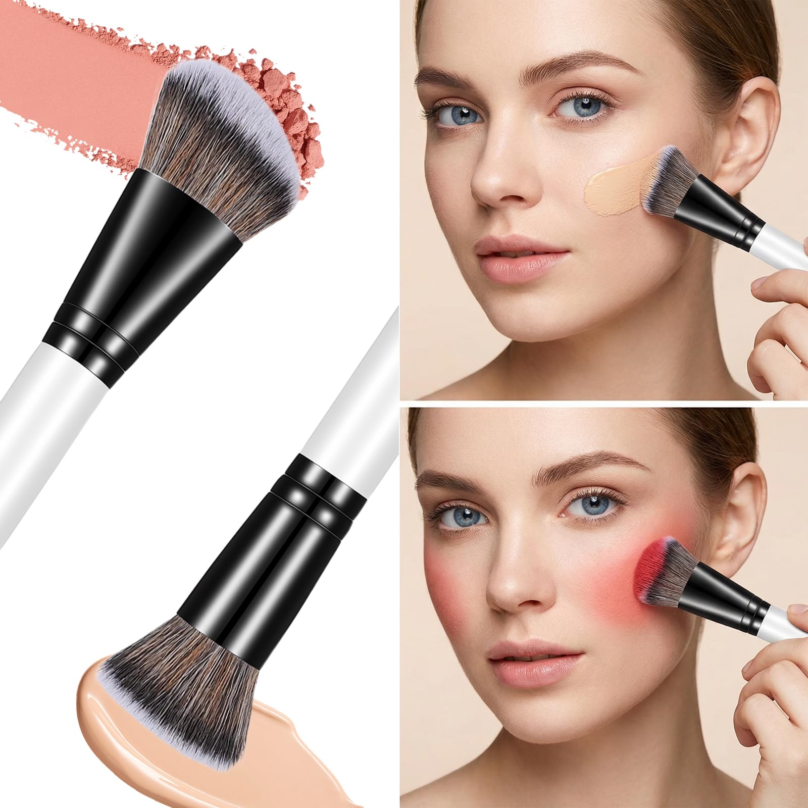 KFHENSOM 4PCS Foundation Contour Conceal Brush Set Dual-Ended Makeup Brushes Set Professional Powder Blush Concealer Eyeshadow Kabuki Foundation Brush Kit for Liquid Loose Powder Cream KFHENSOMRBuy Supplements Australia