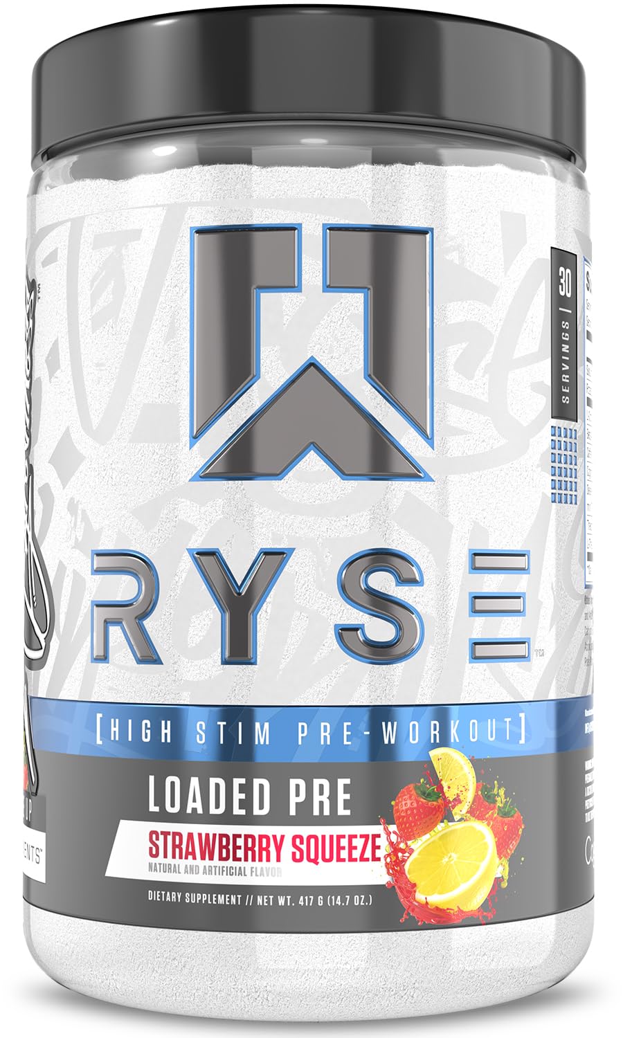 RYSE Loaded Pre Workout Powder - Strawberry Squeeze - Daily Pre-Workout for Men & Women with 390mg Caffeine, Beta Alanine, and Citrulline for Pump
