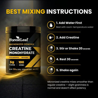 ForestLeaf Micronized Creatine Monohydrate Powder - Maximize Muscle Growth & Strength - Unflavored Creatine for Women and Men