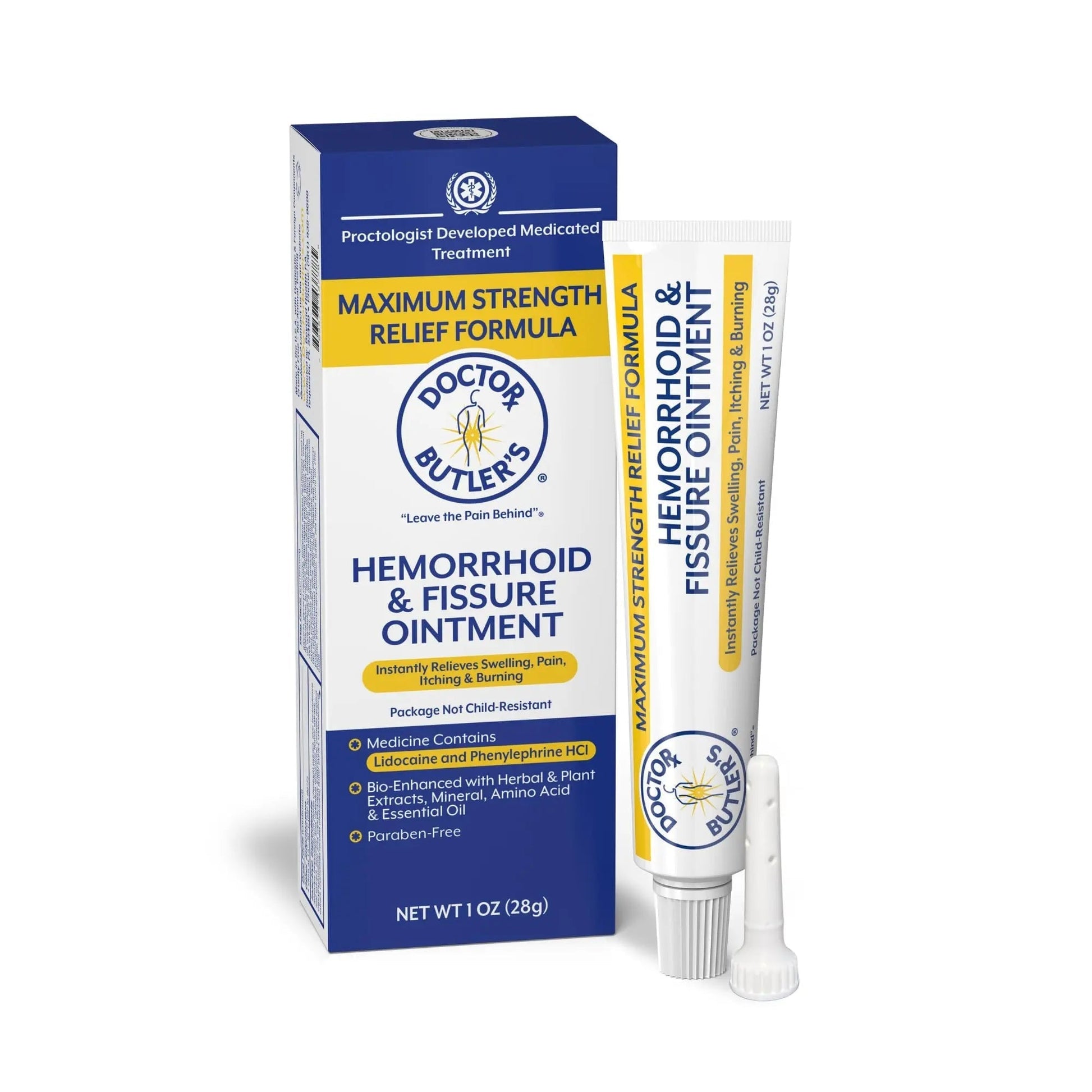 Doctor Butler’s Hemorrhoid & Fissure Ointment – Hemorrhoid Treatment and Hemorrhoid Cream with Lidocaine and Phenylephrine HCI for Fast Acting Relief of Pain, Swelling, Discomfort, and Itching (1 oz.) Doctor Butler'sBuy Supplements Australia