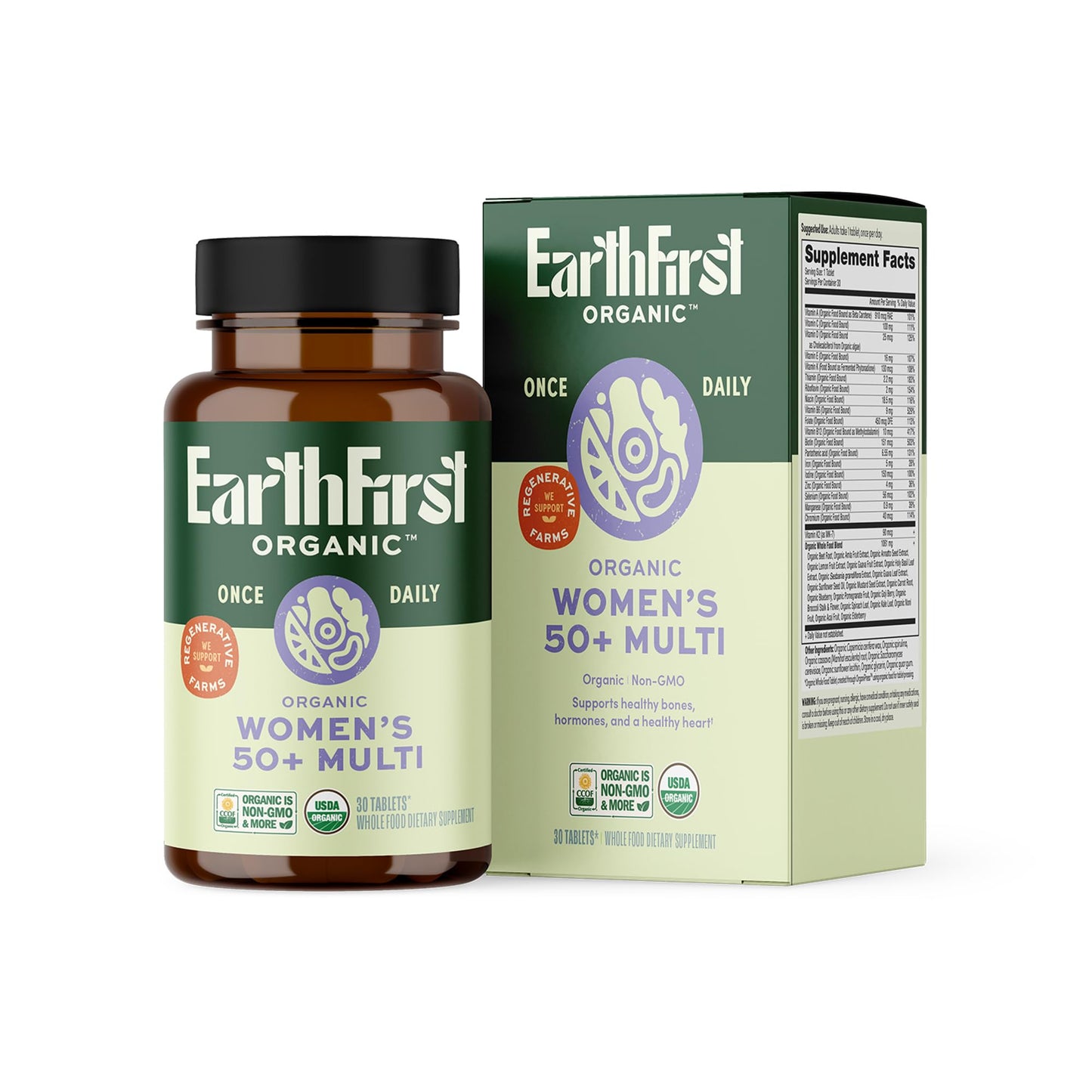 EarthFirst Organic Women's & Men's 50+ Once Daily Multi Bundle,19 Vitamins from Herbs & Superfoods, 30 Count EarthFirst Organic buy supplements Au