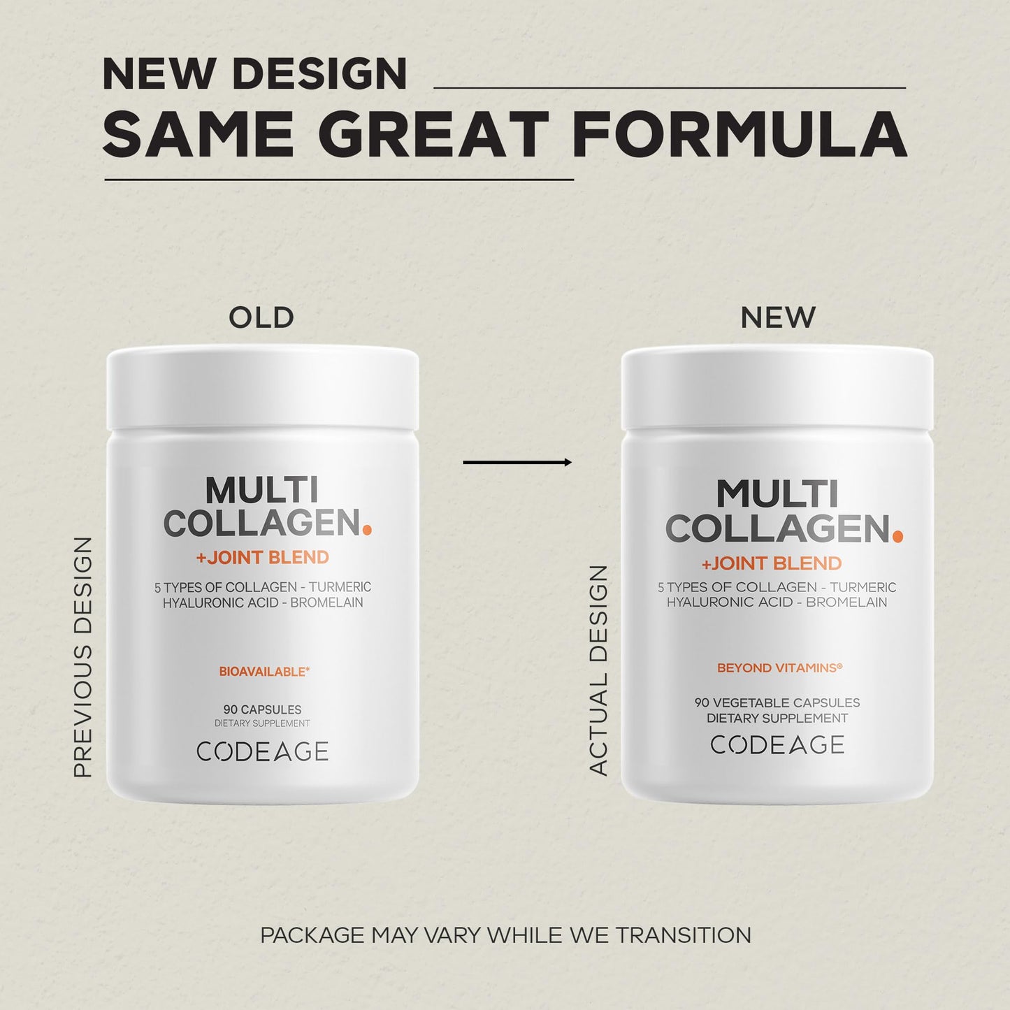 Codeage Multi Collagen Protein + Joint Blend Supplement, Hyaluronic Acid, Bromelain, Turmeric, Ginger, Boswellia, Astaxanthin - Hydrolyzed Bovine Collagen - 5 Collagen Types - Non-GMO - 90 Capsules CodeageBuy Supplements Australia