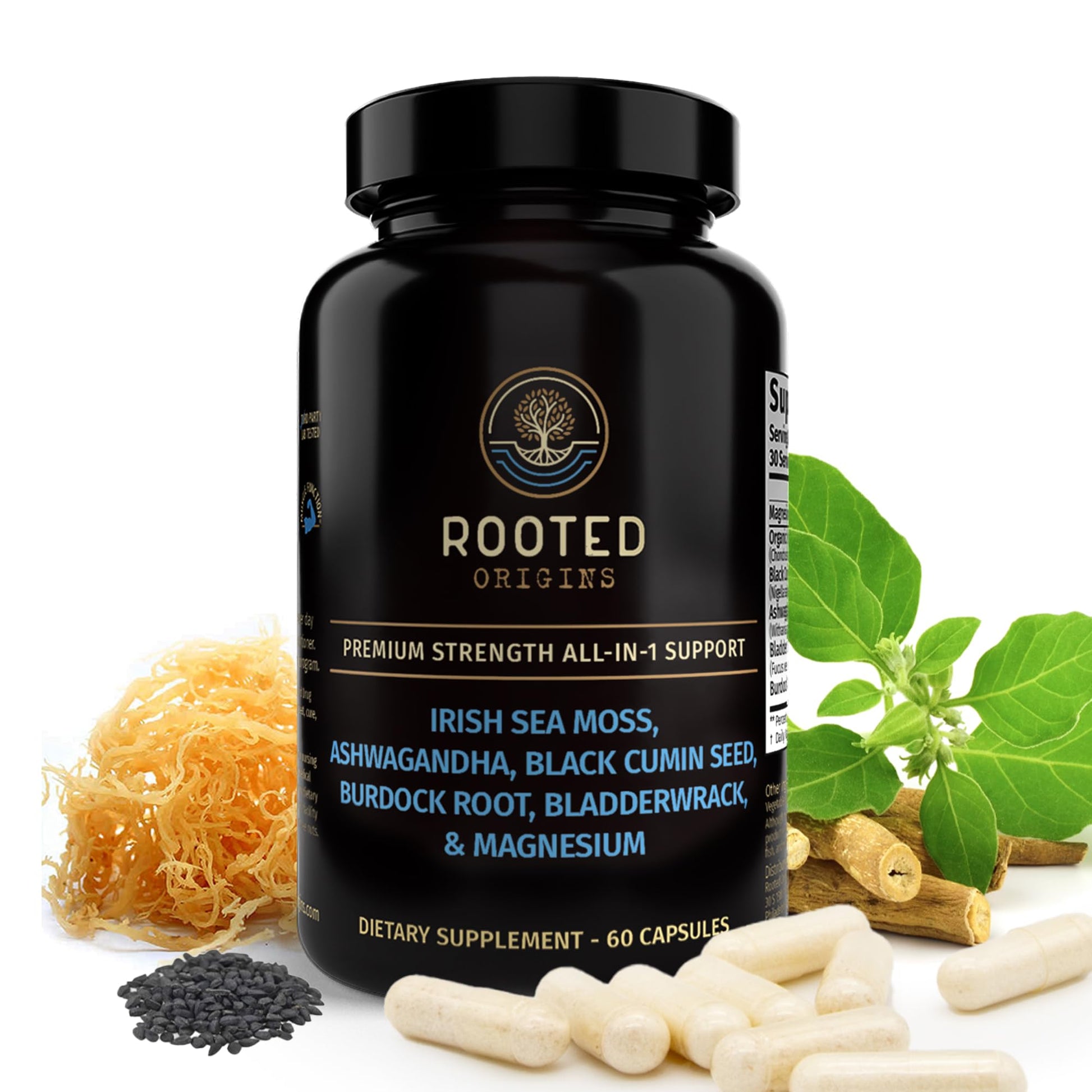 Rooted Origins Sea Moss Capsules – Irish Sea Moss Advanced, Magnesium, Ashwaghanda, Black Seed Oil, Burdock Root & Bladderwrack – Immune Support, Gut Health, Energy, & More – 60 Capsules Rooted OriginsBuy Supplements Australia