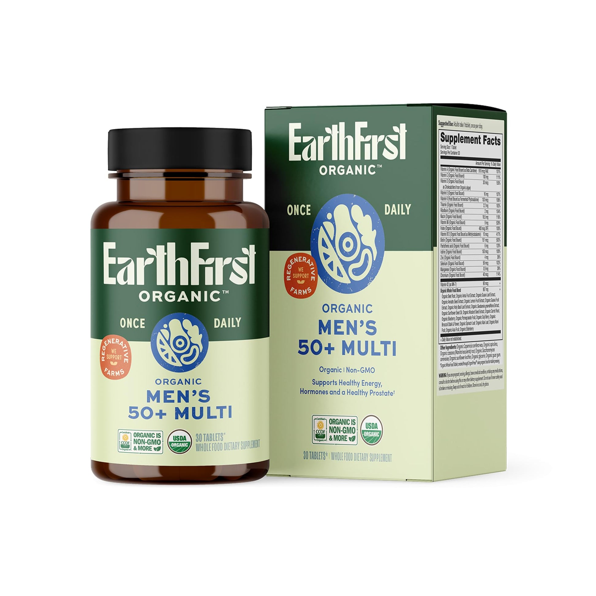 EarthFirst Organic Women's & Men's 50+ Once Daily Multi Bundle,19 Vitamins from Herbs & Superfoods, 30 Count EarthFirst Organic buy supplements Au