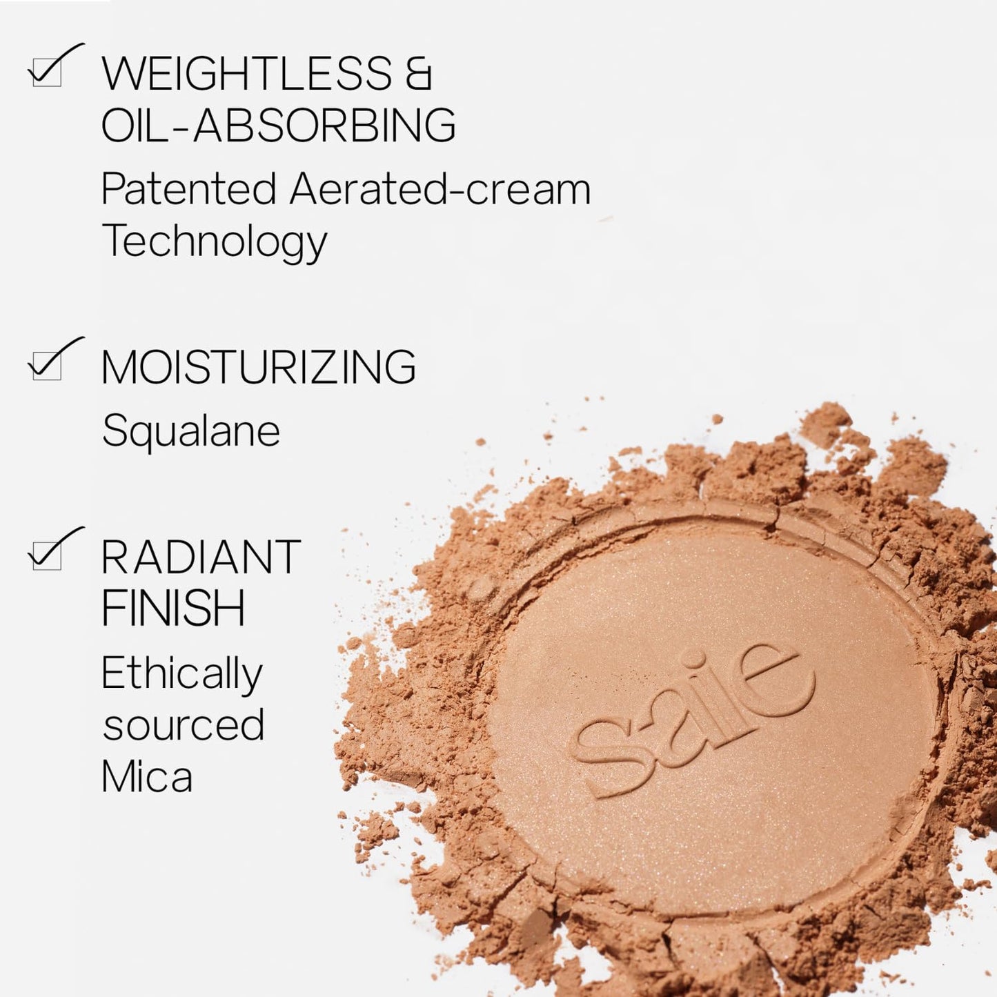 Saie Face Powder Duo, Medium - The Fluffy Brush, Soft, Multi-Use Targeted Powder Brush With Tapered Tip & Airset Radiant Loose Setting Powder, Translucent Medium (0.14 oz) - Vegan, Cruelty-Fee SaieBuy Supplements Australia