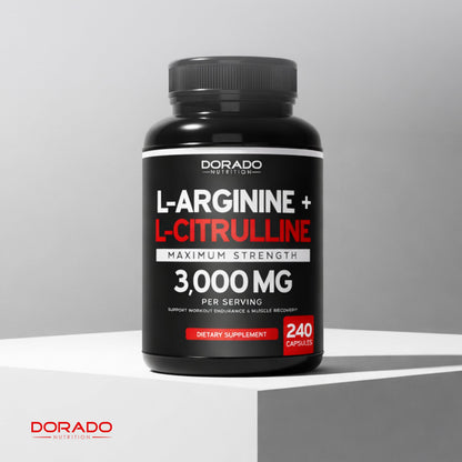 L Arginine L Citrulline Supplement 3000mg (240 Capsules) Nitric Oxide Pills for Men - Stamina, Endurance, Performance for Workouts - NO Supplements for Men