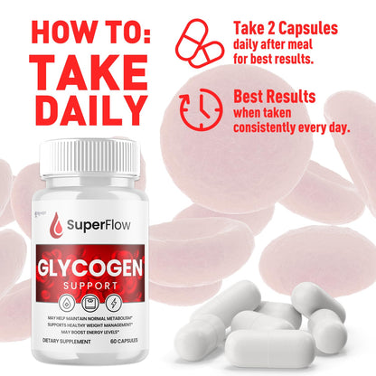 Super Flow Glycogen Support, Official SuperFlow Advanced Formula Glyco Optimizer Capsules, All Natural Super Flow Glycogen Pills, Daily Wellness Supplement to Support Healthy Balance (60 Capsules) Syvor buy supplements Au