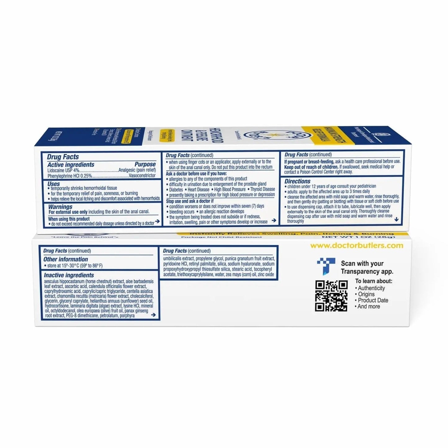 Doctor Butler’s Hemorrhoid & Fissure Ointment – Hemorrhoid Treatment and Hemorrhoid Cream with Lidocaine and Phenylephrine HCI for Fast Acting Relief of Pain, Swelling, Discomfort, and Itching (1 oz.) Doctor Butler'sBuy Supplements Australia