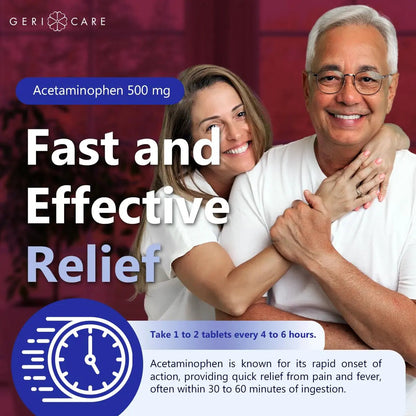 GeriCare Extra Strength Acetaminophen Pain Relief Fever Reducer Tablets, Strength 500mg Tablet | Joint, Muscle, Arthritis, Back Pain, Body Pain Relief, 100 Count (Pack of 2) GeriCareBuy Supplements Australia