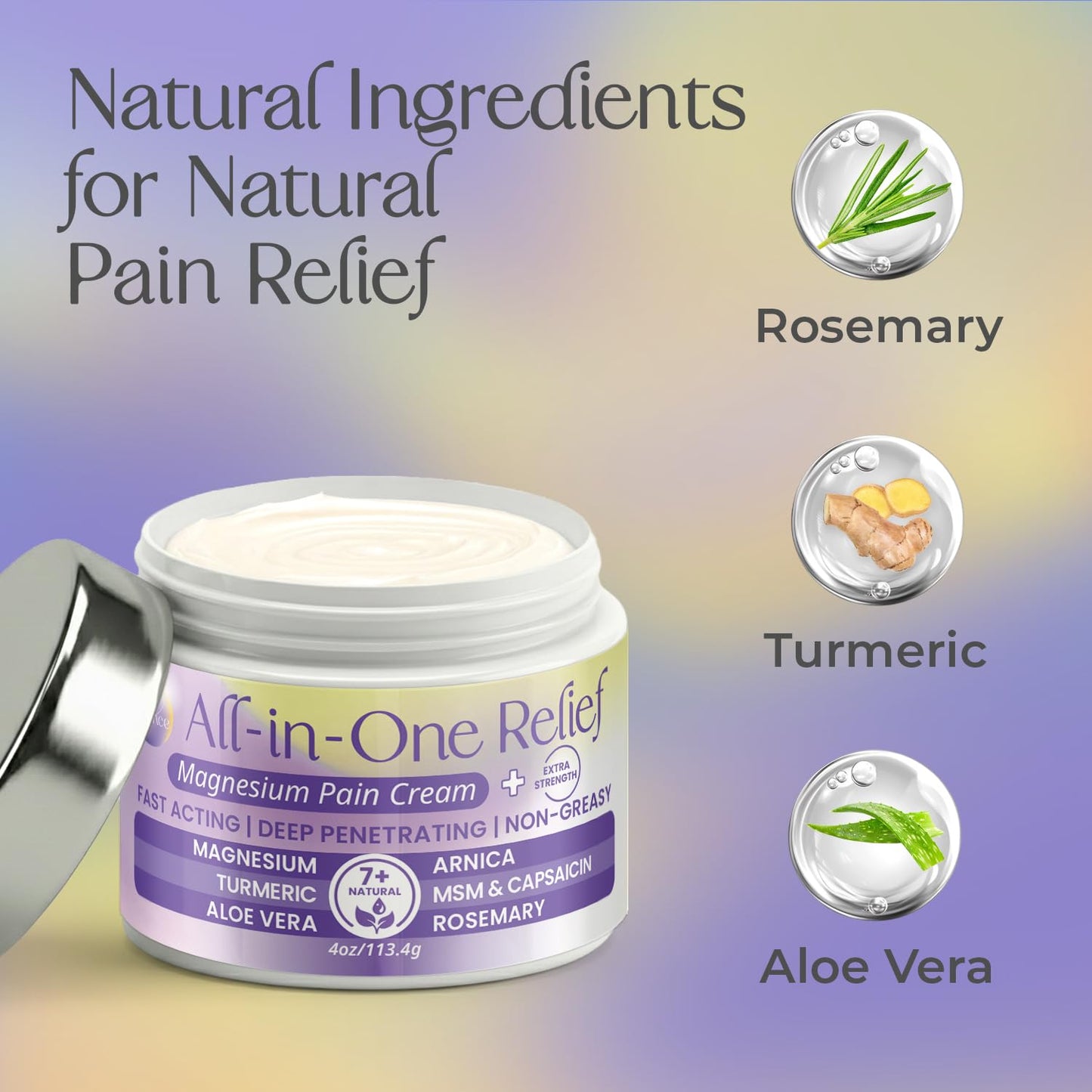 PURPLE CANYON All in One Magnesium Pain Cream – Natural Pain Relief Cream with Arnica, MSM & Capsaicin for Muscle & Joint Support – Fast-Absorbing, Non-Greasy Formula with Aloe Vera & Turmeric PURPLE CANYONBuy Supplements Australia