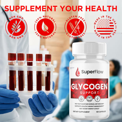 Super Flow Glycogen Support, Official SuperFlow Advanced Formula Glyco Optimizer Capsules, All Natural Super Flow Glycogen Pills, Daily Wellness Supplement to Support Healthy Balance (60 Capsules) Syvor buy supplements Au