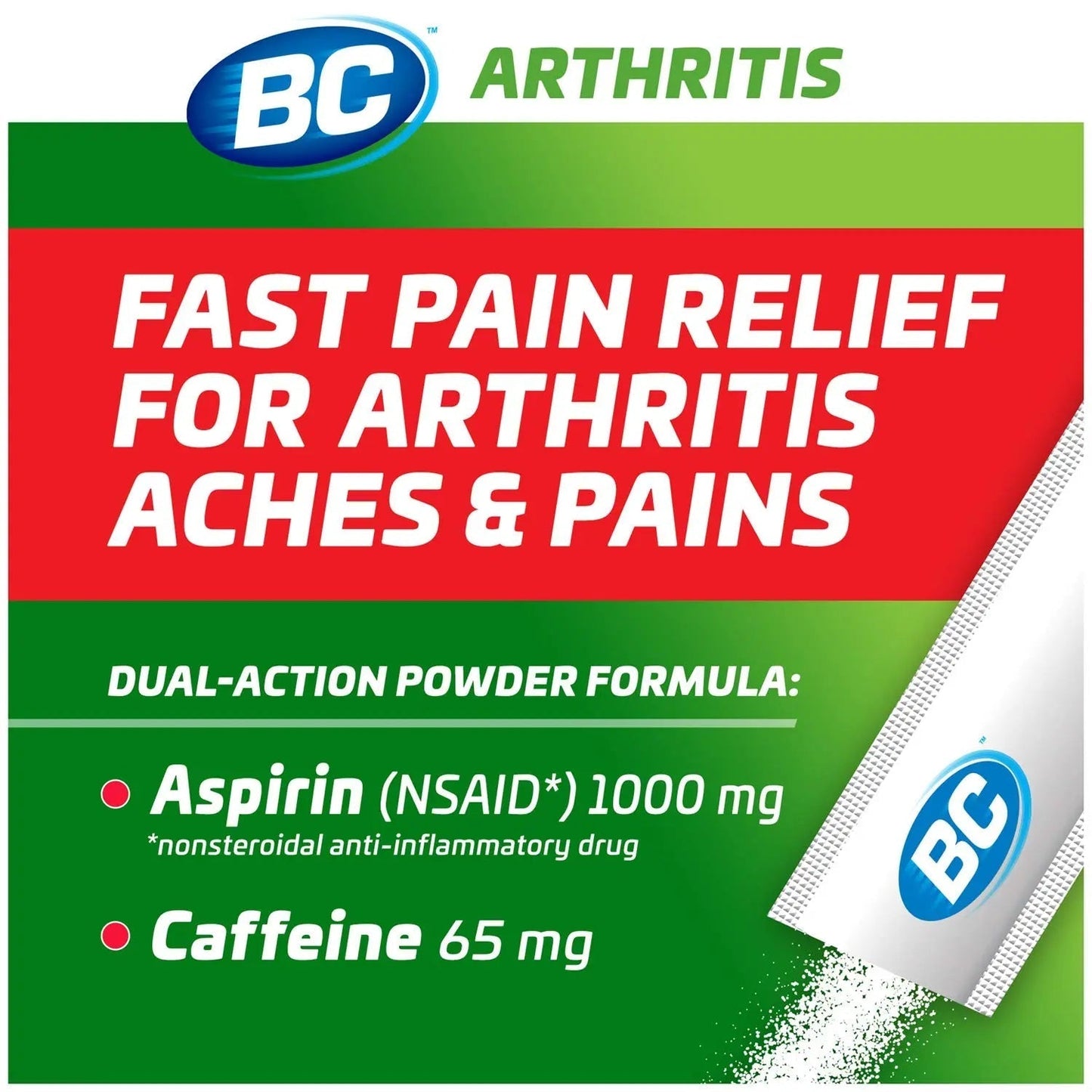 BC Powder Arthritis Pain Reliever, Aspirin Dissolve Packs, 50 Count Powder Packets BCBuy Supplements Australia