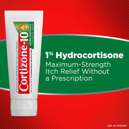 Cortizone-10 Maximum Strength Ultra Soothing Itch Relief Cream, 1% Hydrocortisone, Fast-Acting, Anti-Itch Cream for Bug Bites, Rash, Eczema, Psoriasis, Poison Ivy, Oak, Sumac & More, 2 oz Cortizone 10Buy Supplements Australia