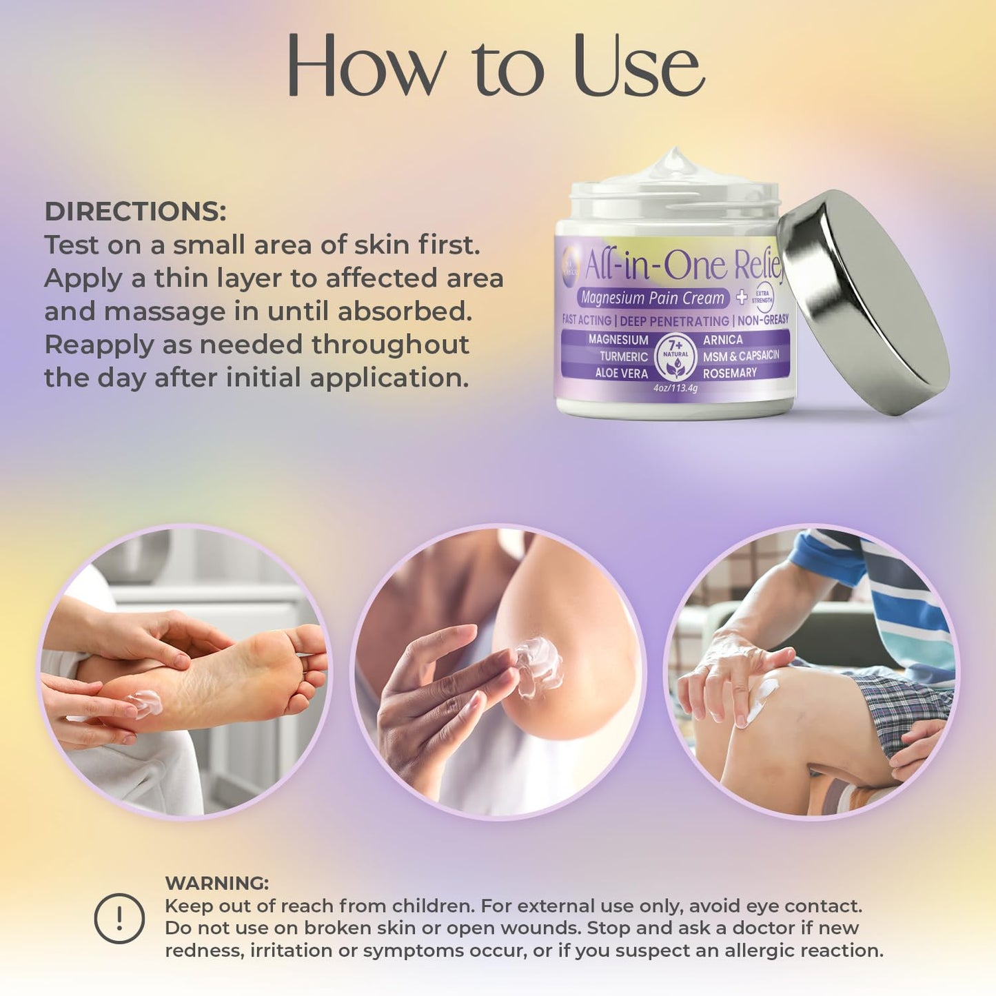 PURPLE CANYON All in One Magnesium Pain Cream – Natural Pain Relief Cream with Arnica, MSM & Capsaicin for Muscle & Joint Support – Fast-Absorbing, Non-Greasy Formula with Aloe Vera & Turmeric PURPLE CANYONBuy Supplements Australia