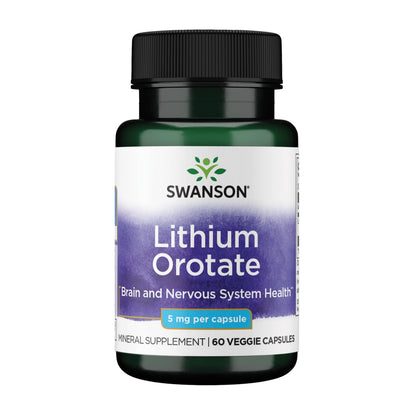 Swanson Lithium Orotate Mood and Memory Support Supplement for Stress-Prone Adults Seeking Emotional Wellness - 5 mg Elemental Lithium (60 Veggie Capsules) SwansonBuy Supplements Australia