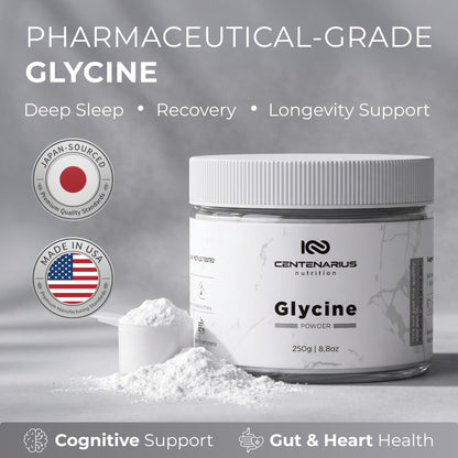 Premium Glycine Powder 250g | Amino Acids Supplement for Post Workout Muscle Recovery, Digestion, Sleep Aid + More - Vegan, Additive-Free