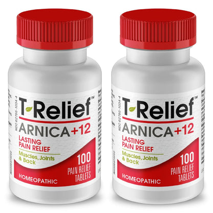 MediNatura T-Relief Pain - Arnica Medication for Naturally Soothing Body Aches - Supports Muscle, Joint & Back Relief - Chewable Tablets - Plant-Based Tablets - Non-Addictive - 100 Count - 2 Pack MediNaturaBuy Supplements Australia