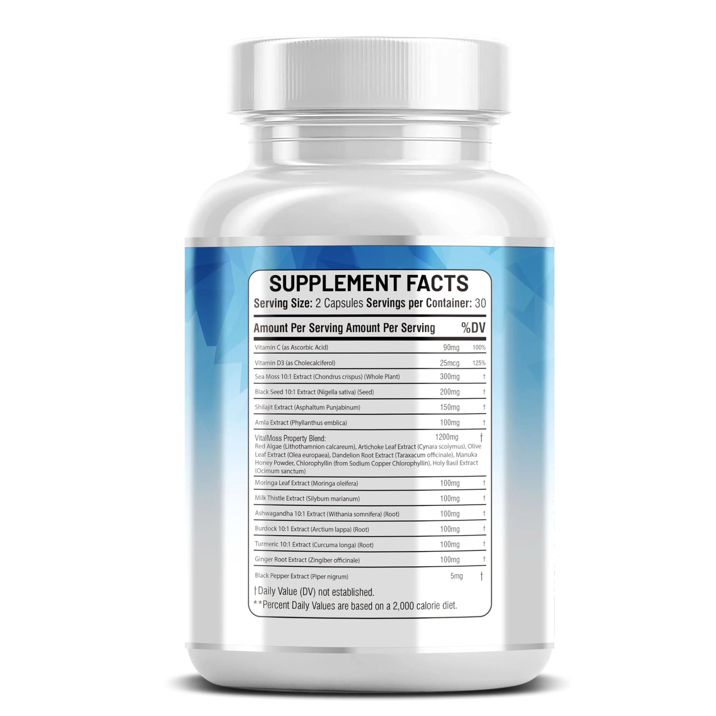 Kun Shafi Sea Moss Complex – with Black Seed Oil, Shilajit, Amla, Moringa, Turmeric, Ashwagandha & Burdock – Enriched with Vitamin C, D3, Chlorophyll, Manuka & Ginger – 60 Capsules Kun Shafi buy supplements Au