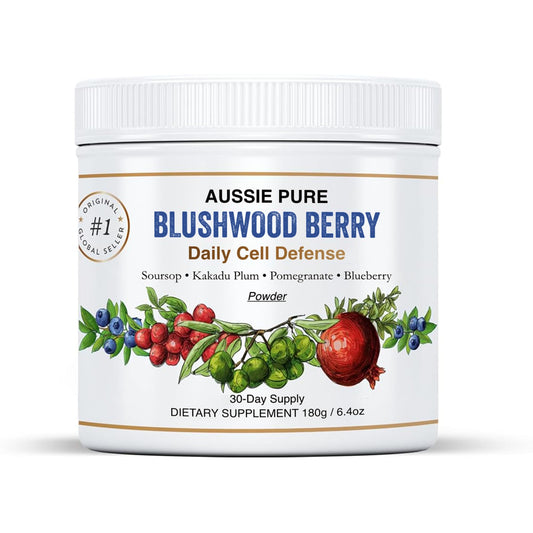 Aussie Pure Blushwood Berry daily cell defense powder container on a white background