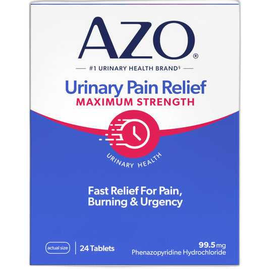 AZO Urinary Pain Relief Maximum Strength, Fast relief of UTI Pain, Burning & Urgency, Targets Source of Pain, #1 Most Trusted Brand, 24 Tablets AZOBuy Supplements Australia