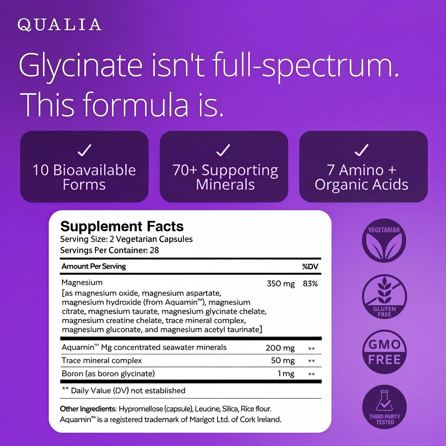 Qualia Magnesium+ | Doctor-Formulated. Premium Formula | High Bioavailability | 10 Forms of Magnesium & 70+ Minerals | Relaxed Mood, restful Sleep, & Exercise Recovery | 1 Month Supply QUALIA LIFE SCIENCES buy supplements Au