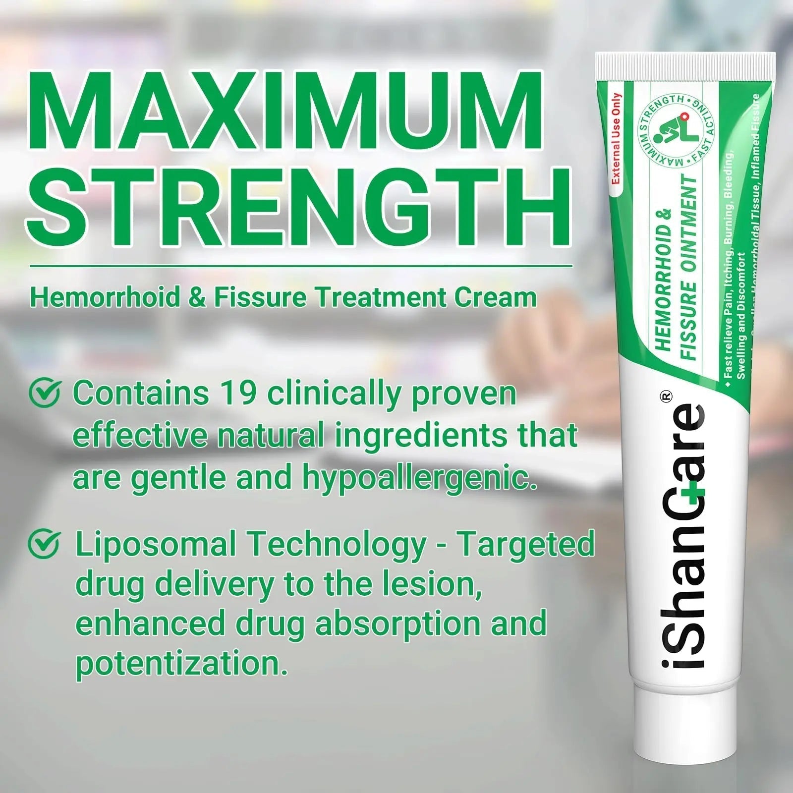 ishancare Hemorrhoid Cream, Hemorrhoid & Fissure Treatment Ointment Extra Strength, Relief Anal Pain, Itching, Bleeding, Swelling, Discomfort, Natural Herbs Fast Acting Ingredients, Contains Vitamin E ishancareBuy Supplements Australia