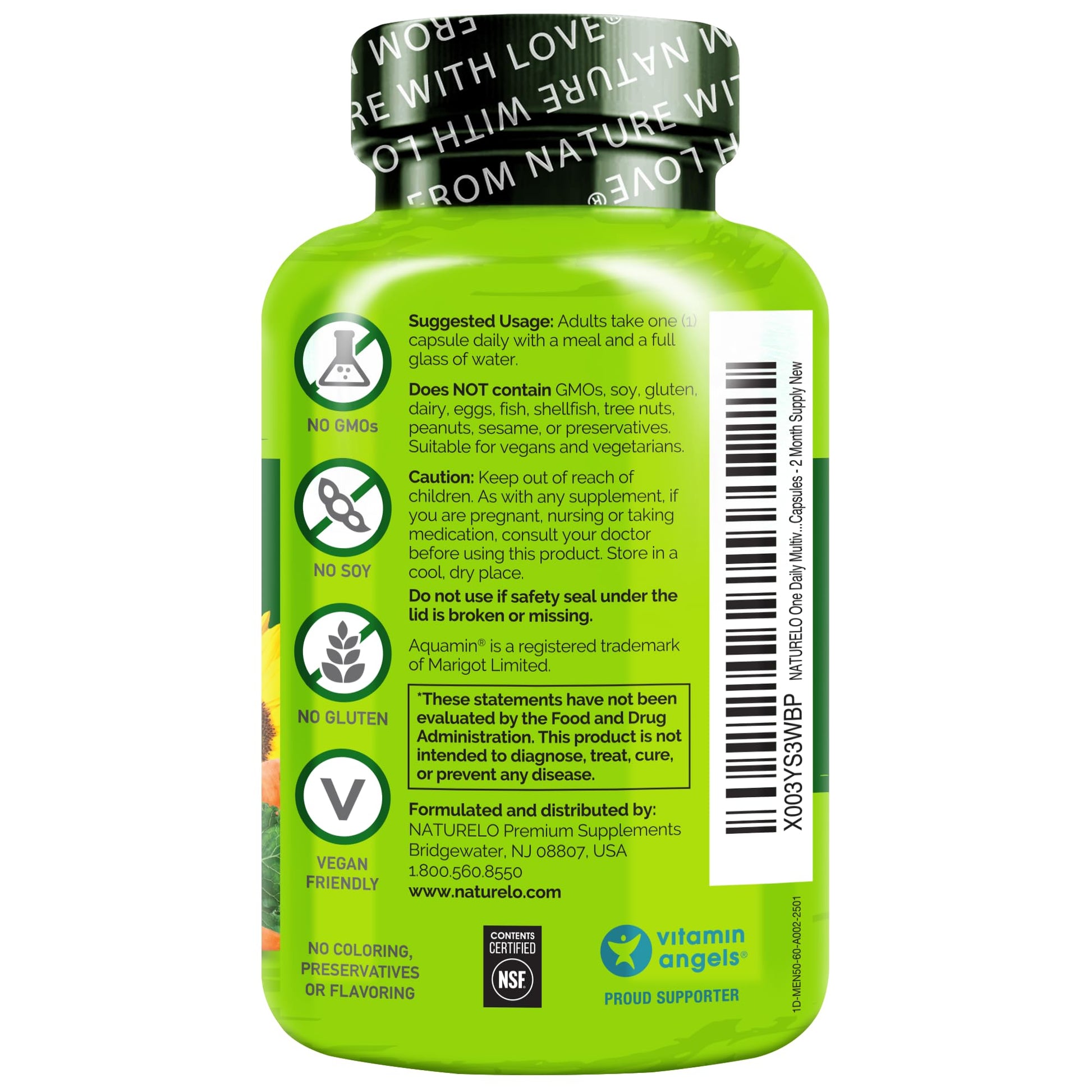 NATURELO Mens Multivitamins for Men 50+ - One Daily Multivitamin for Men with Vitamins, Minerals & Organic Whole Foods, Boost Energy & Health, Non-GMO, 60 Vegetarian Capsules NATURELOBuy Supplements Australia