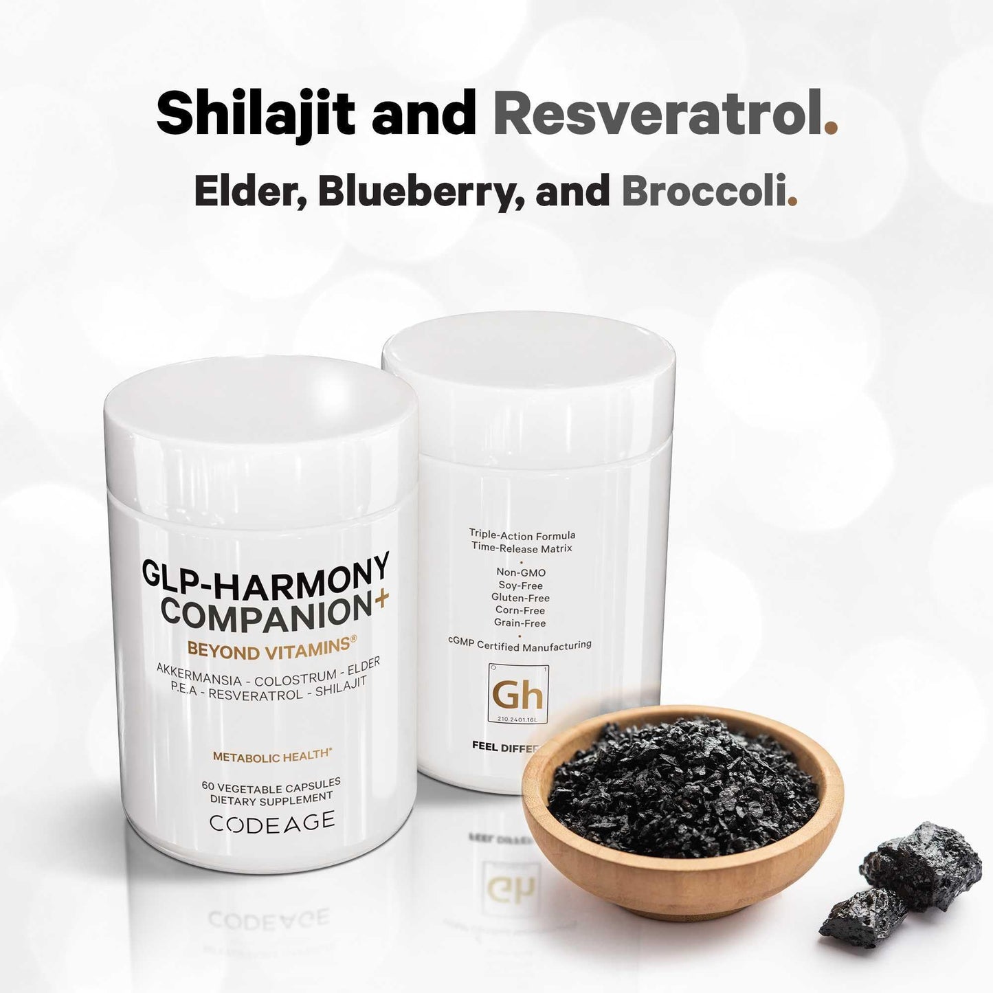 Codeage GLP-Harmony Companion+ Supplement - GLP-1 Agonist Support - Lion's Mane, Pea, Colostrum, Shilajit, Akkermansia, Elder, Citrus Bioflavonoids, Broccoli, Resveratrol - Non-GMO - 60 Capsules CodeageBuy Supplements Australia