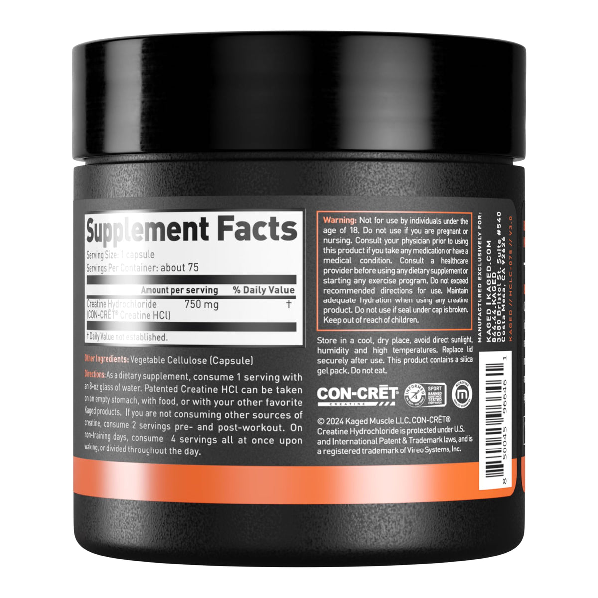 Kaged Creatine HCl Capsules | 7X Concentrated vs Mono | Muscle Building & Recovery | High Absorption | No Bloating | Creatine for Men & Women