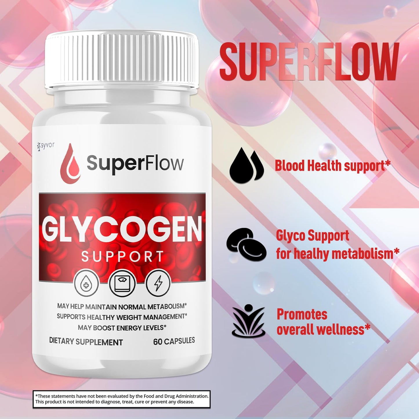 Super Flow Glycogen Support, Official SuperFlow Advanced Formula Glyco Optimizer Capsules, All Natural Super Flow Glycogen Pills, Daily Wellness Supplement to Support Healthy Balance (60 Capsules) Syvor buy supplements Au