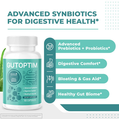 GutOptim Probiotic & Prebiotic Capsules | Pre and Probiotics for Synbiotic Gut Health & Bloating Relief for Women & Men | Enzyme with Probiotics for Digestive Health | Non-GMO, 60 Ct, 3 Month Supply Nature’s NutriWave buy supplements Au