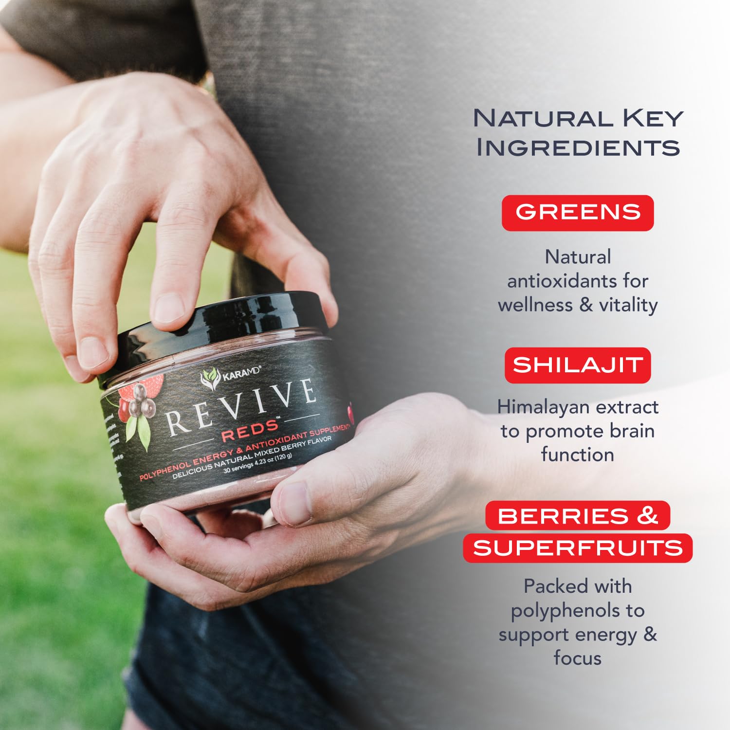 KaraMD Pure Nature Greens Whole Food Supplement & Revive Reds Polyphenol Energy Booster | Antioxidants, Shilajit & Enzymes | Vegan Friendly, Gluten Free, Non-GMO (30 Servings) KaraMD buy supplements Au