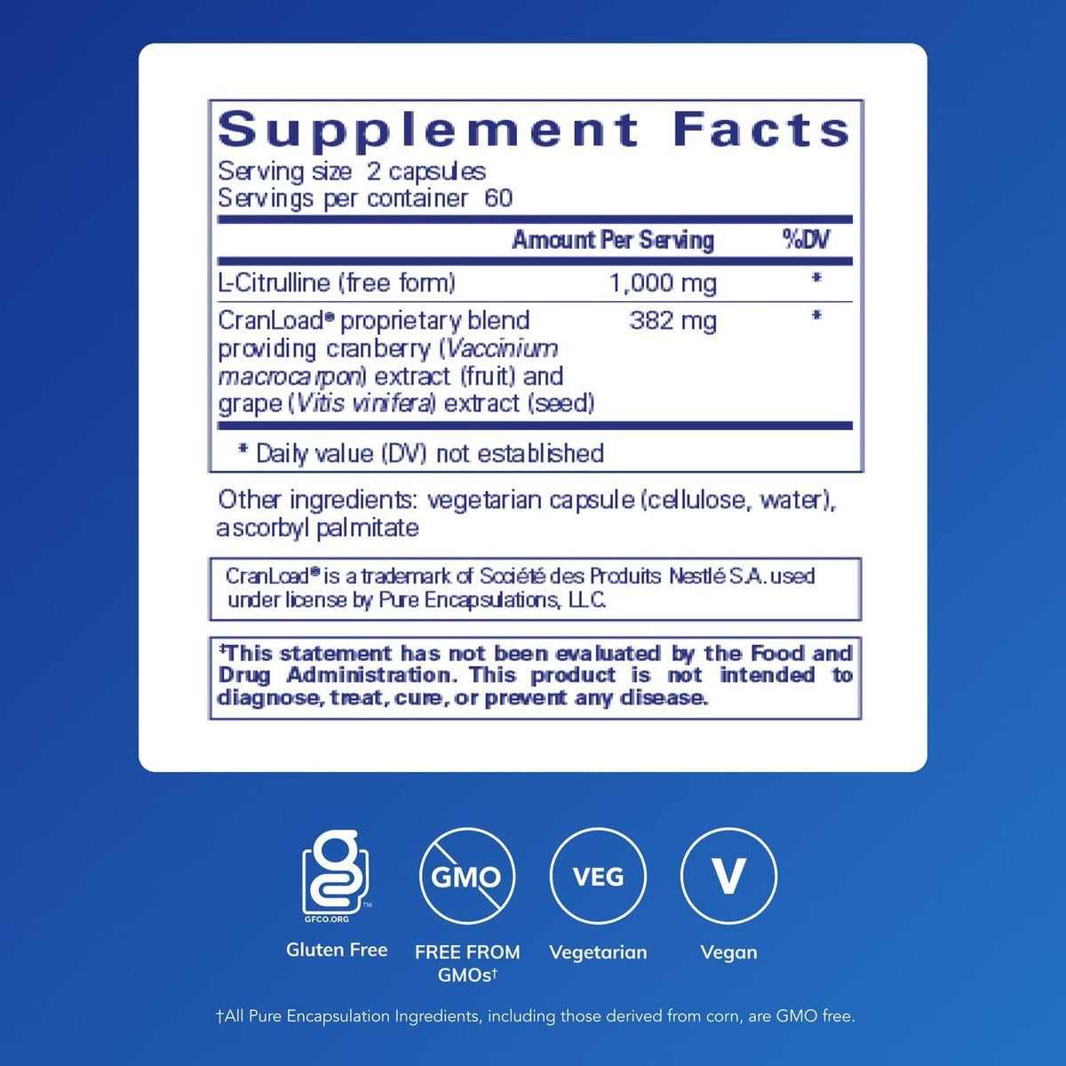 Pure Encapsulations Nitric Oxide Ultra (Capsules) - Supplement Supports Nitric Oxide Production, Healthy Blood Flow & Vascular Health - with L-Citrulline & CranLoad Cranberry Extract - 120 Capsules
