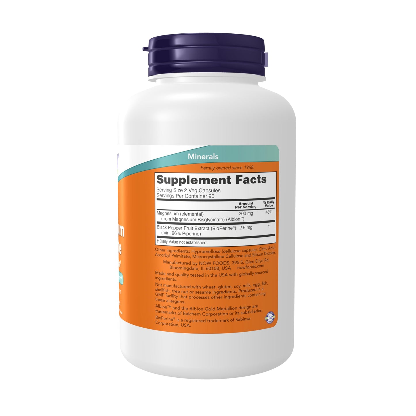 Now Supplements, Magnesium Glycinate with BioPerine, 180 Veg Capsules NOW FoodsBuy Supplements Australia