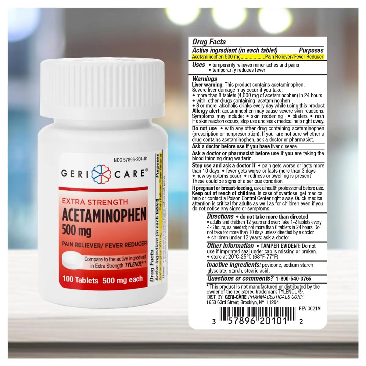 GeriCare Extra Strength Acetaminophen Pain Relief Fever Reducer Tablets, Strength 500mg Tablet | Joint, Muscle, Arthritis, Back Pain, Body Pain Relief, 100 Count (Pack of 2) GeriCareBuy Supplements Australia