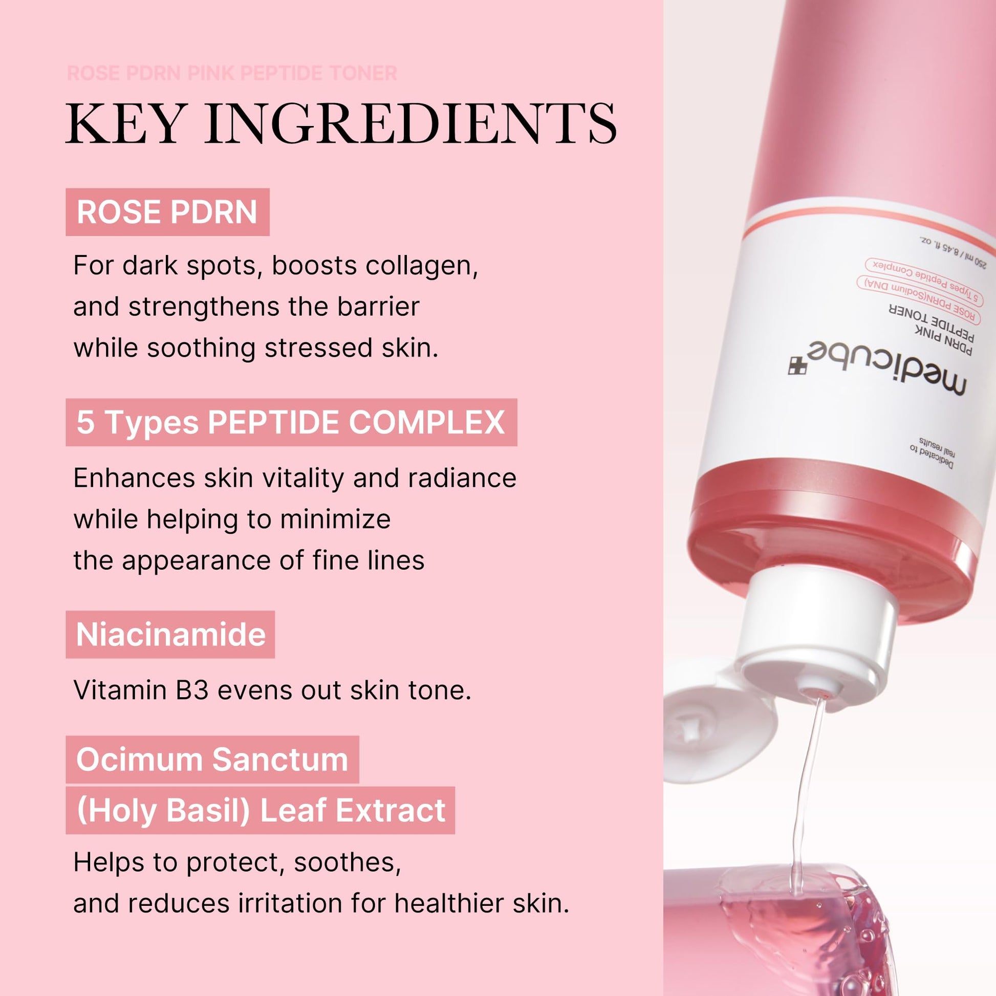 medicube PDRN Toner Rose PDRN Peptide Toner | Lightweight & Watery Type for Skin Boosting, Soothing and Calming, Uneven Skin Tone | with Rose, Peptide, Niacinamide | Korean Skincare, 8.45 fl.oz medicubeBuy Supplements Australia