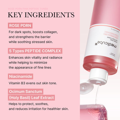 medicube PDRN Toner Rose PDRN Peptide Toner | Lightweight & Watery Type for Skin Boosting, Soothing and Calming, Uneven Skin Tone | with Rose, Peptide, Niacinamide | Korean Skincare, 8.45 fl.oz medicubeBuy Supplements Australia