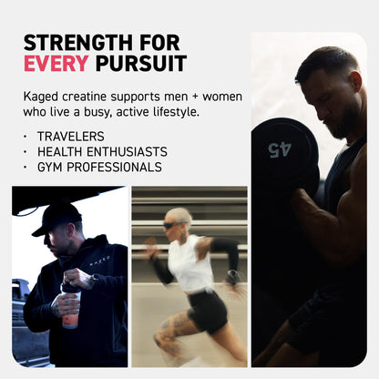 Kaged Creatine Monohydrate + Max Absorption Technology | Micronized Powder Stick Packs | Strawberry Lemonade | Muscle Building & Recovery | Brain Health