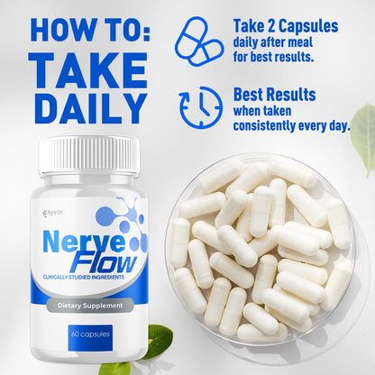 (3 Pack) Nerve Flow Capsules, Official Nerve Flow Pills Made with All Natural Ingredients, Maximum Strength NerveFlow Sciatic Support Supplement with Advanced Vitamins for Women & Men (180 Capsules) SyvorBuy Supplements Australia