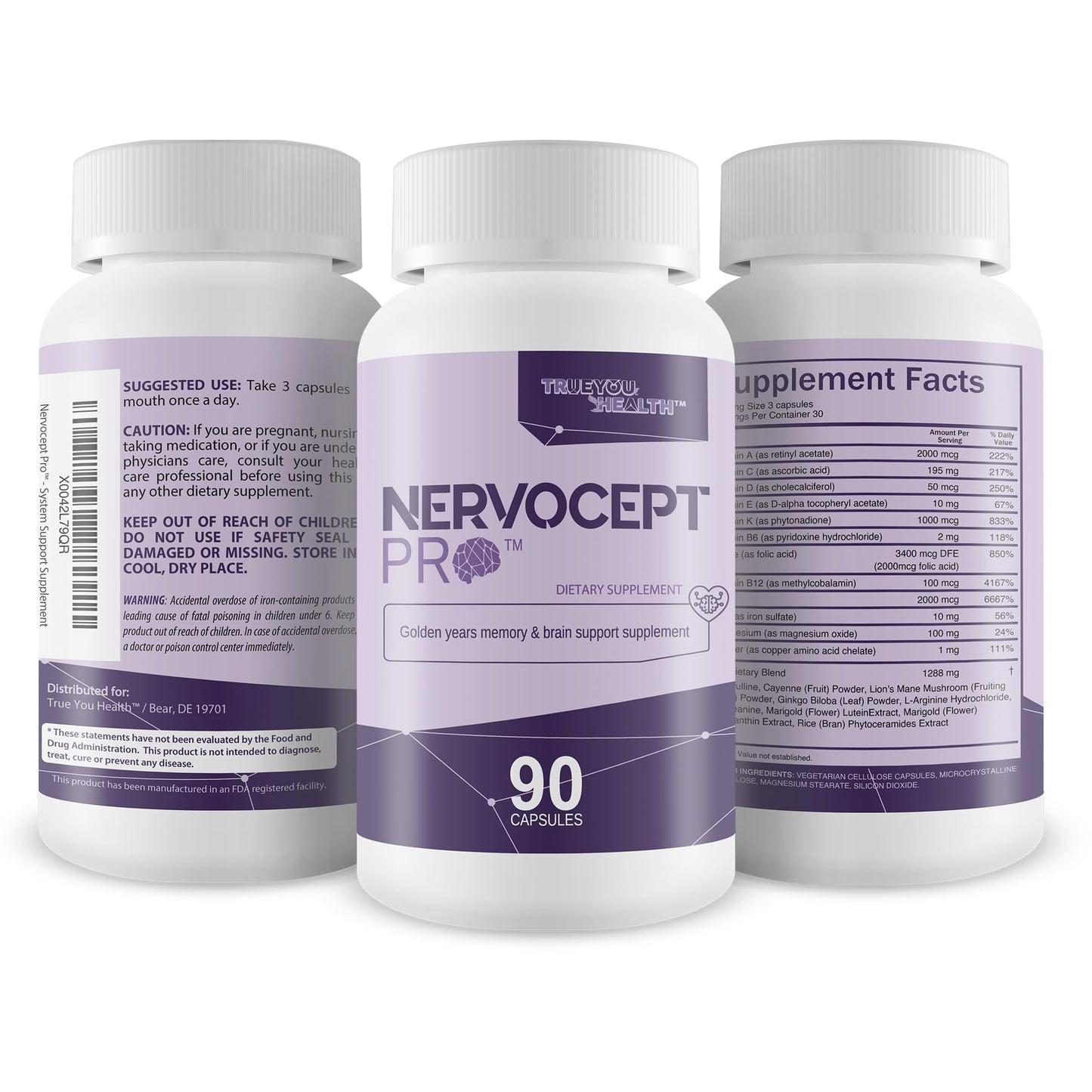 Nervocept Pro - Our Best Nerve Support Capsules - Lions Mane, Magnesium, Vitamin B For Nerve Repair - Vitamin D for Nerves - Lions Mane Memory & Nerve Support - Vitamin B12 Nerve Support True You Health buy supplements Au