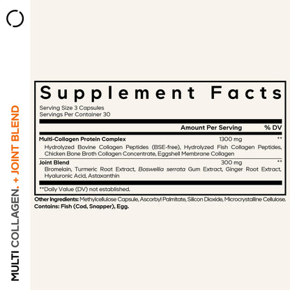 Codeage Multi Collagen Protein + Joint Blend Supplement, Hyaluronic Acid, Bromelain, Turmeric, Ginger, Boswellia, Astaxanthin - Hydrolyzed Bovine Collagen - 5 Collagen Types - Non-GMO - 90 Capsules CodeageBuy Supplements Australia