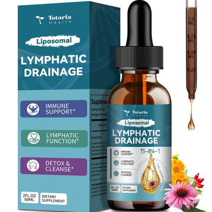 Liposomal Lymphatic Drainage Drops - 11 In 1 Organic Lymphatic Drainage Supplement with Burdock Root, Echinacea, Elderberry, Calendula, Cleavers Herb, Dandelion Supports Lymphatic Health 2 FL.OZ Totaria buy supplements Au