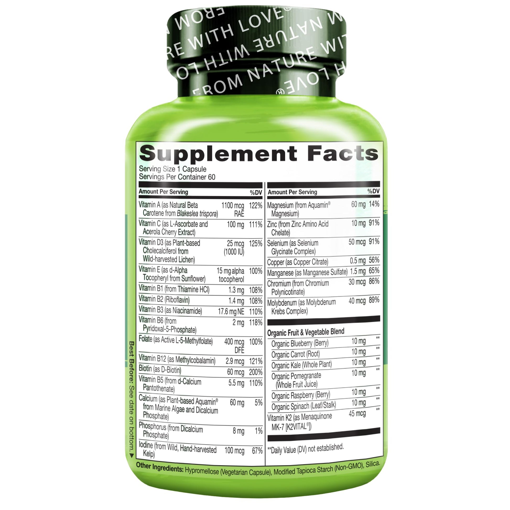 NATURELO Mens Multivitamins for Men 50+ - One Daily Multivitamin for Men with Vitamins, Minerals & Organic Whole Foods, Boost Energy & Health, Non-GMO, 60 Vegetarian Capsules NATURELOBuy Supplements Australia