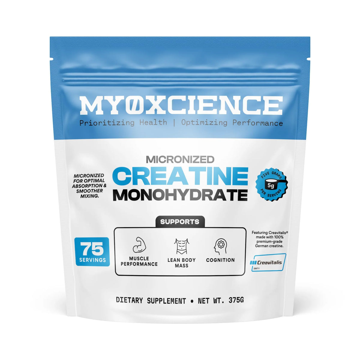 MYOXCIENCE Micronized Creavitalis Creatine | The World’s Purest Micronized Form of Creatine Monohydrate | Supports Muscle Performance, Lean Body Mass, & Cognition | 75 Servings MYOXCIENCE buy supplements Au