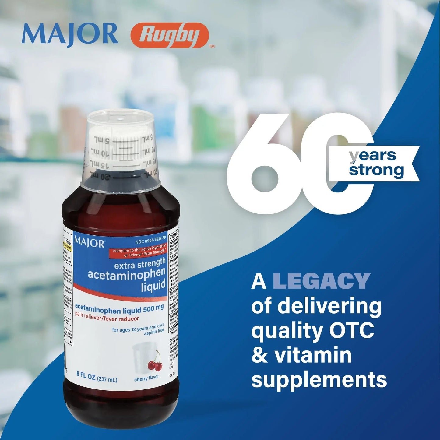 MAJOR Adult Extra Strength Liquid Acetaminophen 500mg - Helps Relieve Pain and Reduce Fevers - Aspirin Free - Cherry Flavor - 8 Fl Oz (2 Pack) MAJORBuy Supplements Australia