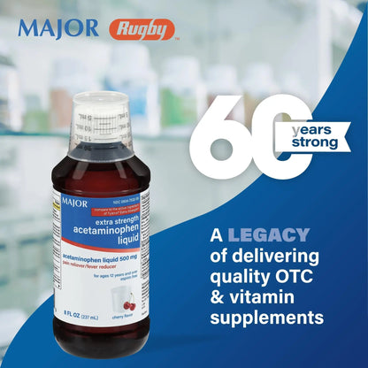 MAJOR Adult Extra Strength Liquid Acetaminophen 500mg - Helps Relieve Pain and Reduce Fevers - Aspirin Free - Cherry Flavor - 8 Fl Oz (2 Pack) MAJORBuy Supplements Australia