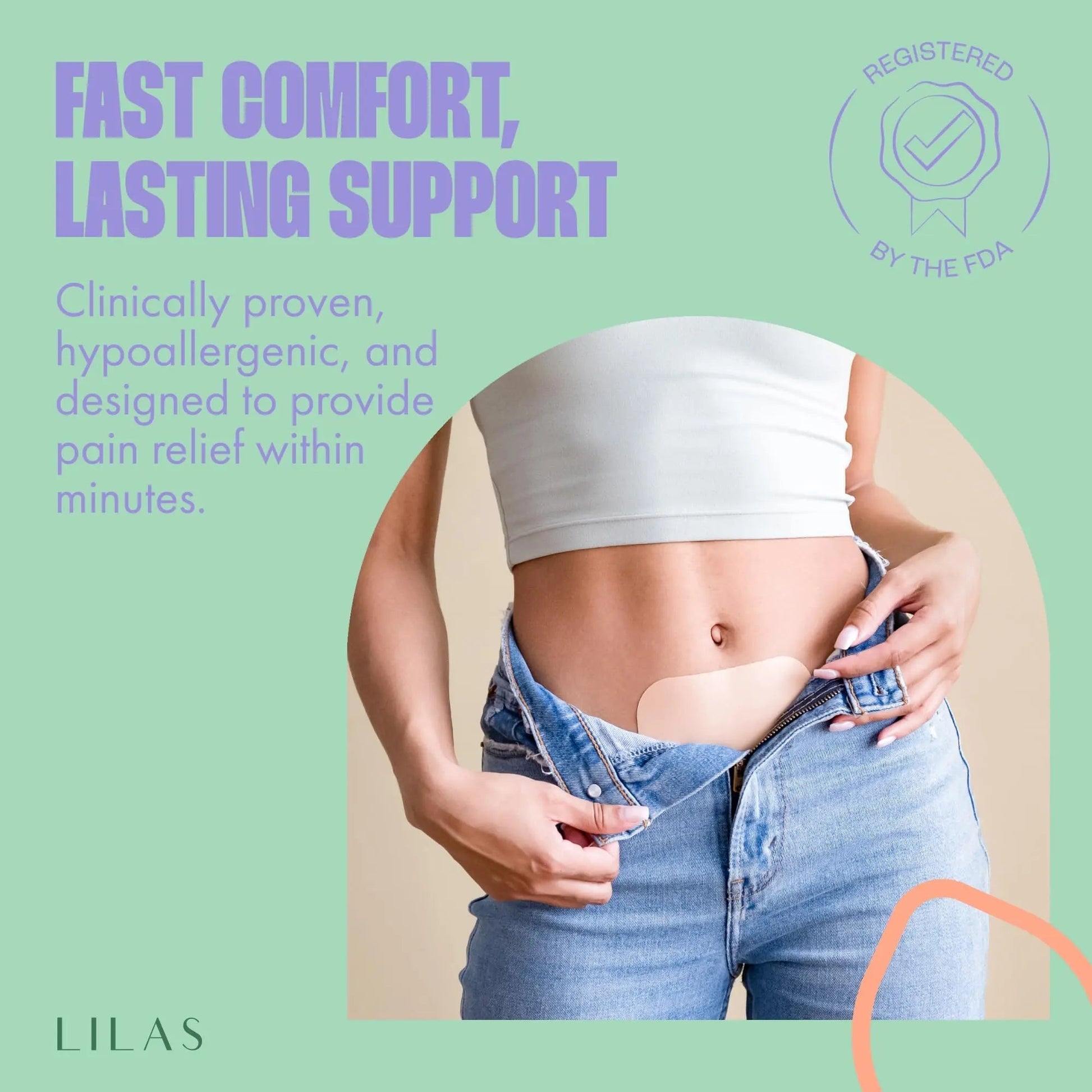 LILAS Period Cramps Pain Relief Patch, 5 Pack | Instant Relief for Menstrual Cramp, PMS, Endometriosis & PCOS | 12-Hour Comfort | Natural & Vegan Topical Patches | Trusted Formula & Upgraded Design LILASBuy Supplements Australia